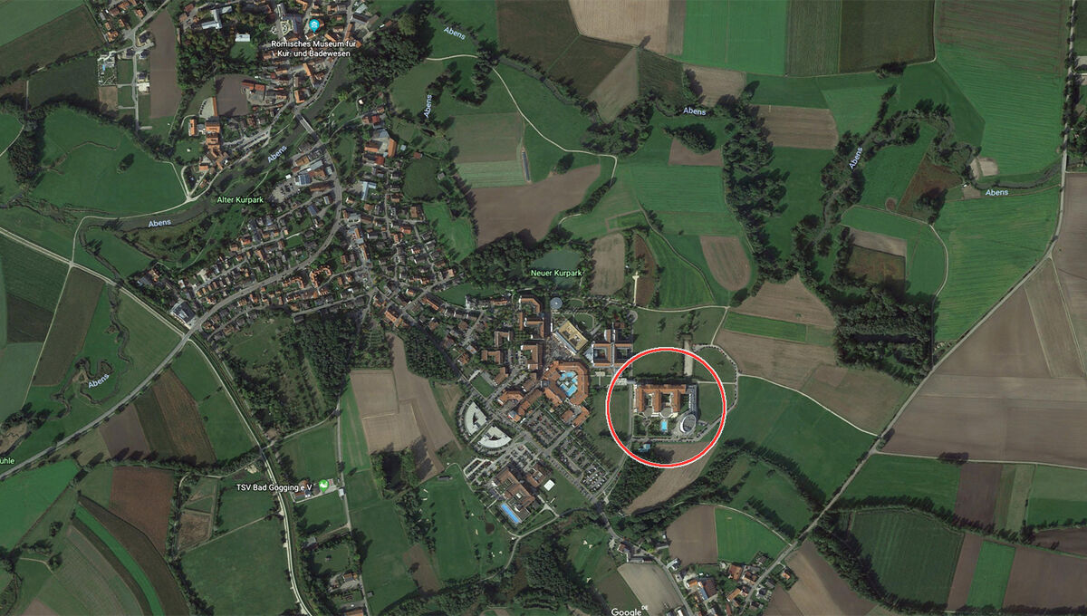 Google Earth-Aufnahme des Hotels 